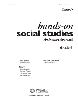 Hands-On Social Studies for Ontario, Grade 6 Reviewer: an Inquiry Approach Jennifer Kolesar