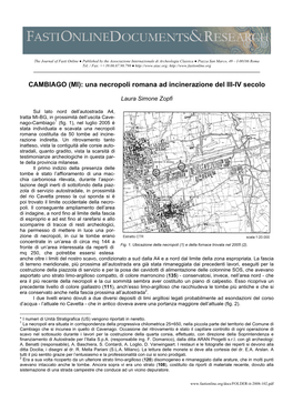 CAMBIAGO (MI): Una Necropoli Romana Ad Incinerazione Del III-IV Secolo