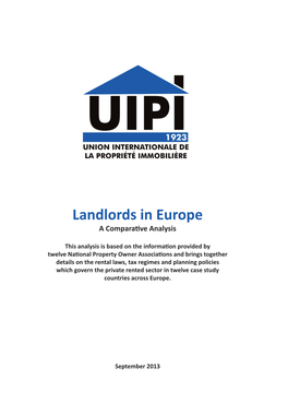 Landlords in Europe a Comparative Analysis