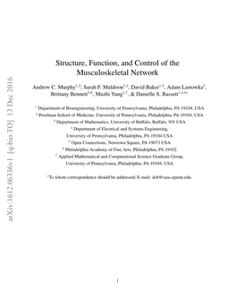 Structure, Function, and Control of the Musculoskeletal Network Arxiv