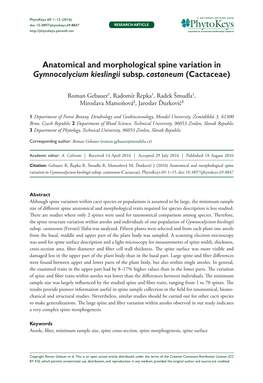 ﻿Anatomical and Morphological Spine Variation in Gymnocalycium