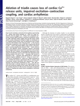 Ablation of Triadin Causes Loss of Cardiac Ca Release Units, Impaired