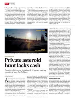 Private Asteroid Hunt Lacks Cash