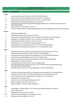 Datum Veranstaltung Januar 4 Generalversammlung Des