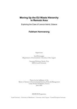 Moving up the EU Waste Hierarchy in Remote Area