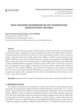 Heat Transfer Determined by the Temperature Sensitive Paint Method