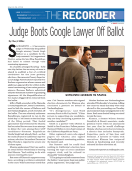 Judge Boots Google Lawyer Off Ballot by Cheryl Miller