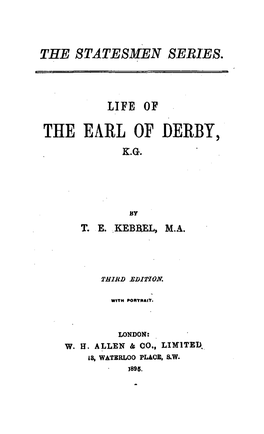 The Earl of Derby, K.G