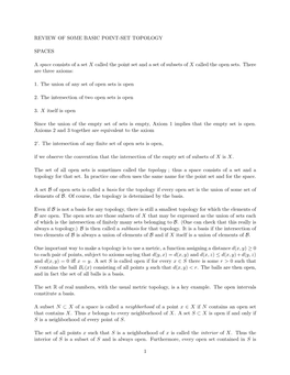 Review of Some Basic Point-Set Topology