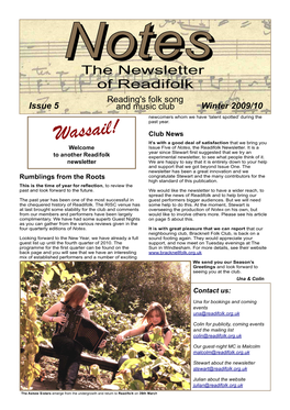 The Newsletter of Readifolk