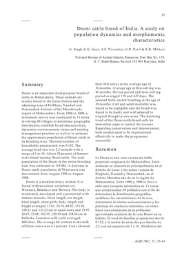 Deoni Cattle Breed of India. a Study on Population Dynamics and Morphometric Characteristics