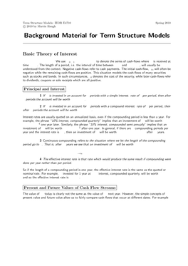 Background Material for Term Structure Models