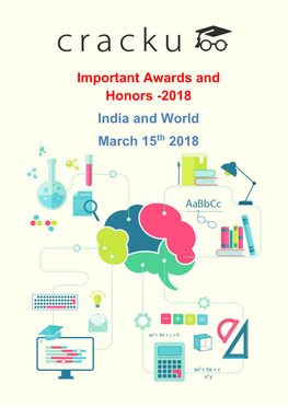 Important Awards and Honors -2018 India and World March 15Th 2018