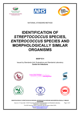 Identification of Streptococcus Species, Enterococcus Species and Morphologically Similar Organisms