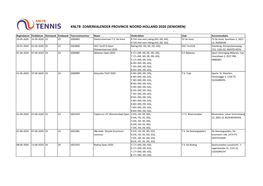 Knltb Zomerkalender Provincie Noord-Holland 2020 (Senioren)