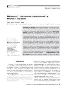 Locacorten Vioform Ototoxicity Upon Guinea Pig Middle Ear Application