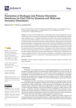 Penetration of Hydrogen Into Polymer Electrolyte Membrane for Fuel Cells by Quantum and Molecular Dynamics Simulations