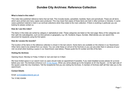 Dundee City Archives: Reference Collection