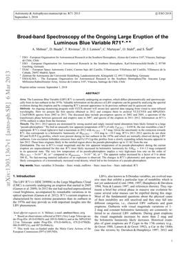 Broad-Band Spectroscopy of the Ongoing Large Eruption of The