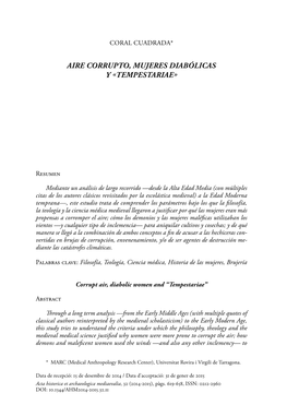 Aire Corrupto, Mujeres Diabólicas Y «Tempestariae»