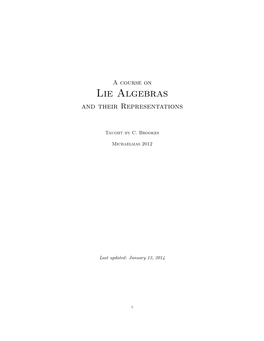 Lie Algebras and Their Representations