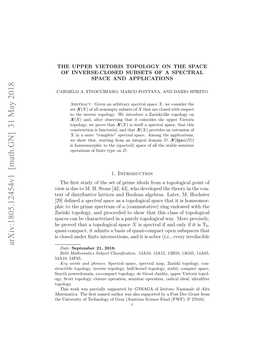 Arxiv:1805.12454V1 [Math.GN] 31 May 2018 Date: September 21, 2018