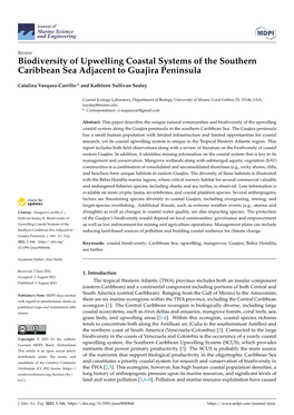 Biodiversity of Upwelling Coastal Systems of the Southern Caribbean Sea Adjacent to Guajira Peninsula