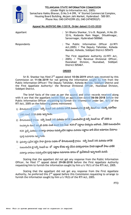 TELANGANA STATE INFORMATION COMMISSION (Under Right To