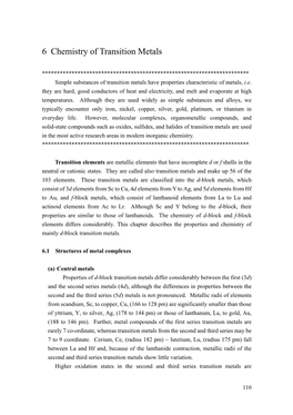 6 Chemistry of Transition Metals