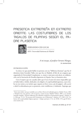 Las Costumbres De Los Tagalos De Filipinas Según El Pa- Dre Plasencia