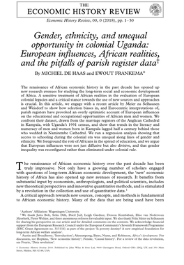 Gender, Ethnicity, and Unequal Opportunity in Colonial Uganda