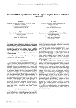 Research of Multi-Export Campus Network Upgrade Program Based on Redundant Architecture