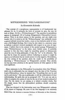 WITTGENSTEIN's 