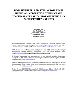 Financial Integration and Stock Market Capitalization in Pacific Basin