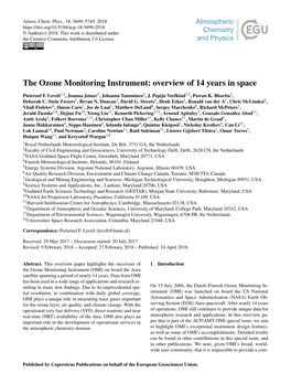 The Ozone Monitoring Instrument: Overview of 14 Years in Space