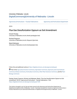 Flue Gas Desulfurization Gypsum As Soil Amendment