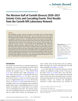 2020–2021 Seismic Crisis and Cascading Events: First Results from the Corinth Rift Laboratory Network