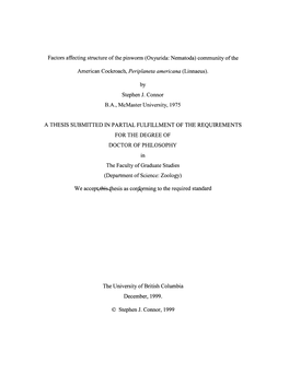 Factors Affecting Structure of the Pinworm (Oxyurida: Nematoda) Community of The