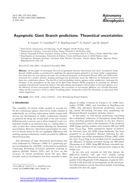 Asymptotic Giant Branch Predictions: Theoretical Uncertainties