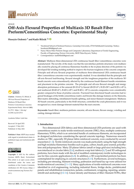 Off-Axis Flexural Properties of Multiaxis 3D Basalt Fiber Preform/Cementitious Concretes: Experimental Study