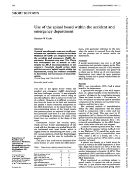 Use of the Spinal Board Within the Accident and Emergency Department