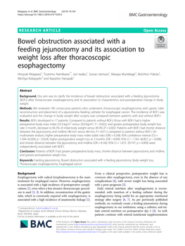 Bowel Obstruction Associated with a Feeding Jejunostomy and Its