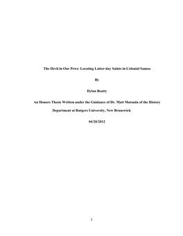 The Devil in Our Pews: Locating Latter-Day Saints in Colonial Samoa