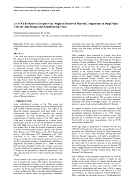 Use of Cl/Br Ratio to Decipher the Origin of Dissolved Mineral Components in Deep Fluids from the Alps Range and Neighbouring Areas