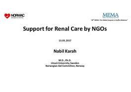 Support for Renal Care by Ngos