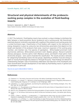 Structural and Physical Determinants of the Proboscis- Sucking Pump Complex in the Evolution of Fluid-Feeding Insects