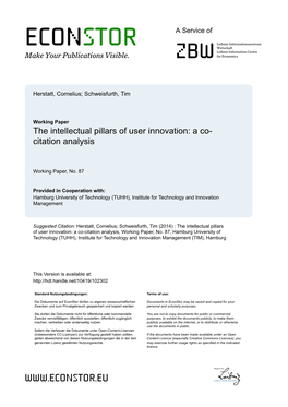 The Intellectual Pillars of User Innovation: a Co- Citation Analysis