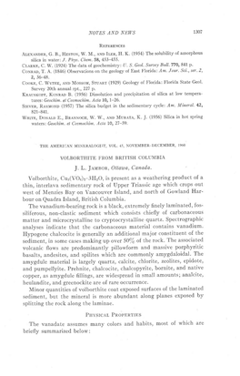 VOLBORTHITE from BRITISH COLUMBIA J. L. Jeueox, Ot'tawa