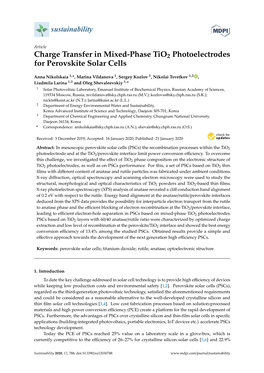 Charge Transfer in Mixed-Phase Tio2 Photoelectrodes for Perovskite Solar Cells