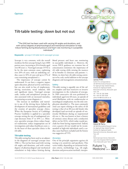 Tilt-Table Testing: Down but Not Out